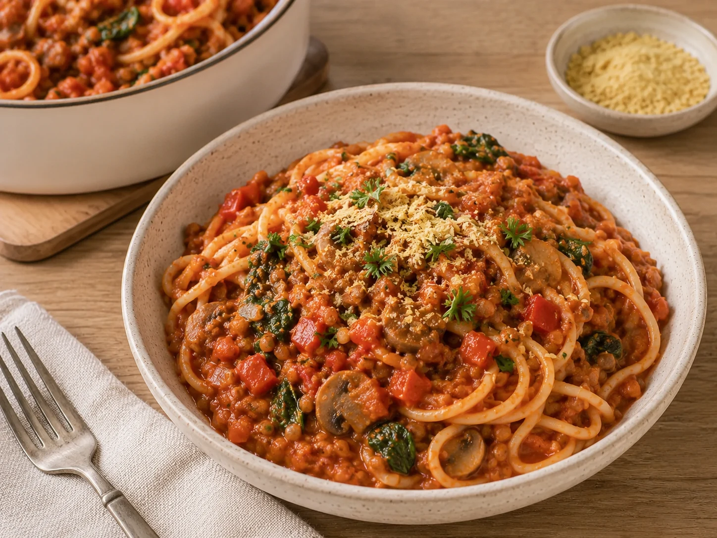 Hearty Lentil Bolognese Pasta